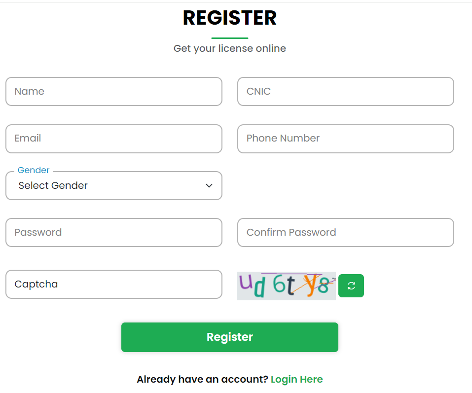 Sign Up dlims account  for learner license