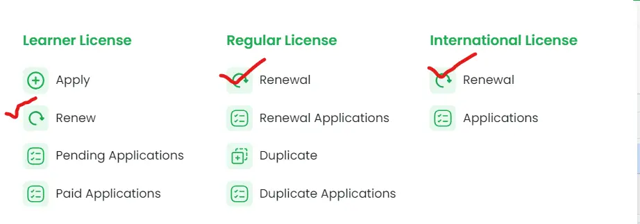 Select Driving License Renewal Type